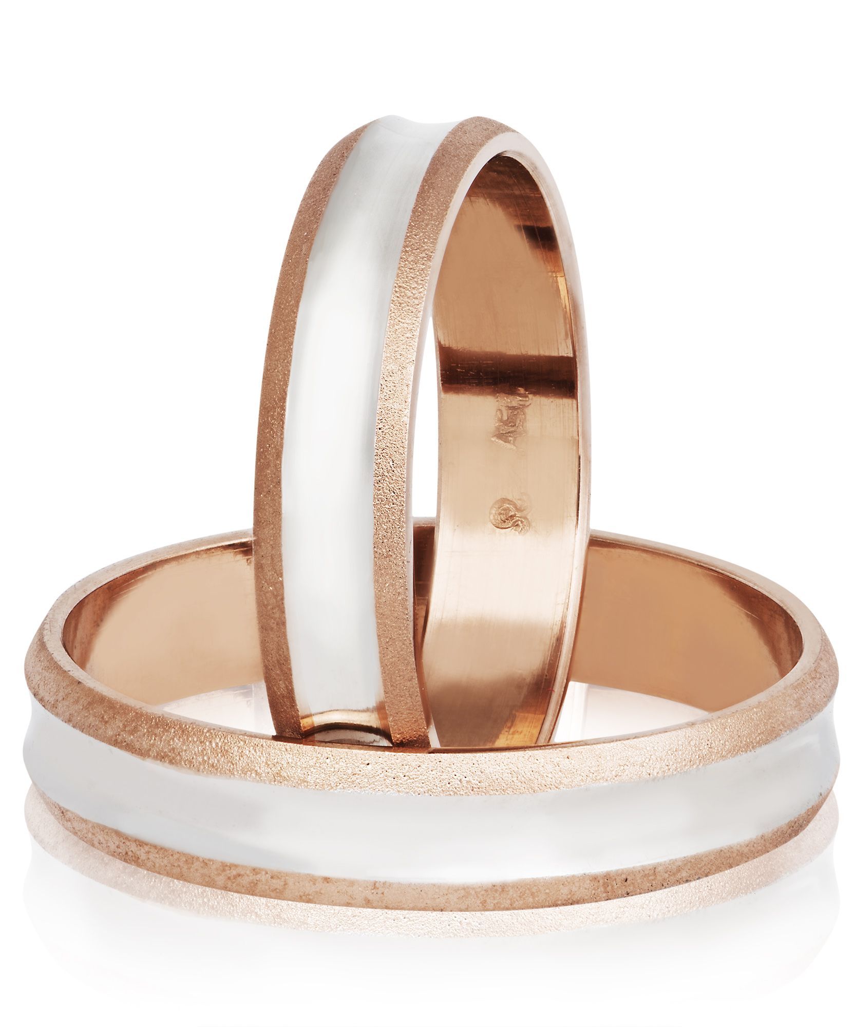 Βέρες γάμου απο λευκόχρυσο & ροζ χρυσό, 4.5mm (code S65)